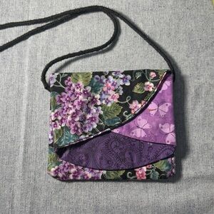 Floral Crossbody Bag - Purple and Black